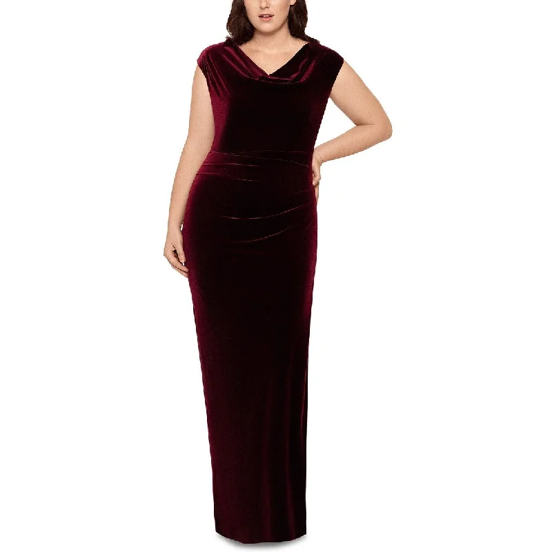 Modern Tailoring Xscape Women's Plus Size Drape-Front Velvet Gown Purple Size 22W