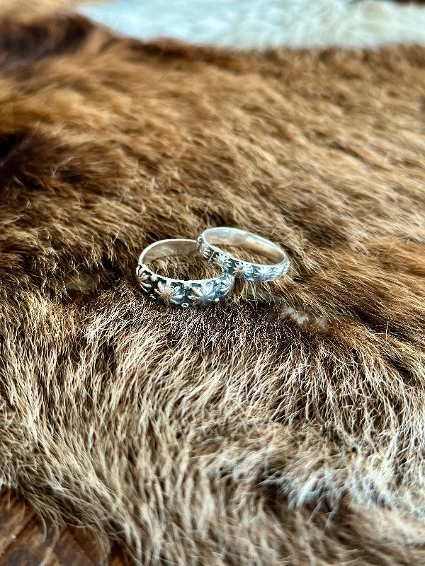 Leisure Sports Sterling Burr Stacker Rings