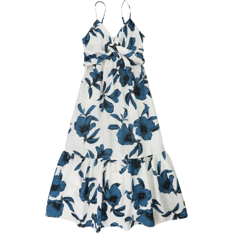 Simple Solid Color Banana Republic Womens Floral Flounce Dress, White, 2
