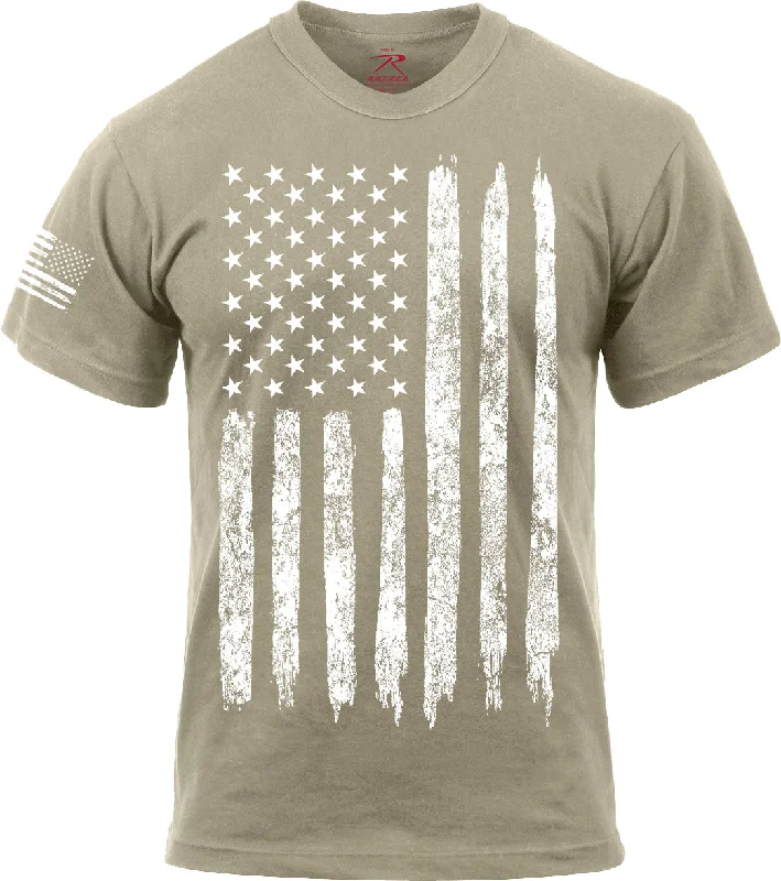 Casual Wear Desert Sand - Distressed US Flag Athletic Fit T-Shirt