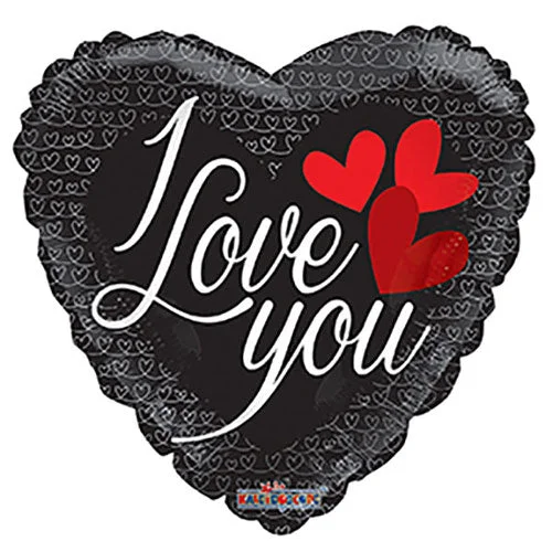 Youthful 18 inch I LOVE YOU BLACK HEART