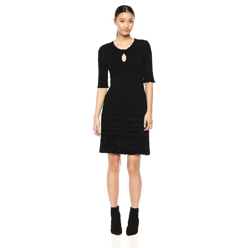 Trendy Items Nanette Lepore Womens Harlot Keyhole Sweater Dress, Black, X-Small