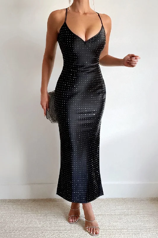 Romantic Data KALINA MIDI DRESS - BLACK