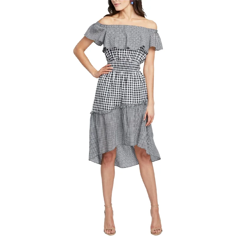 Multi-functional style Rachel Roy Womens Gingham High-Low Dress, Black, Large