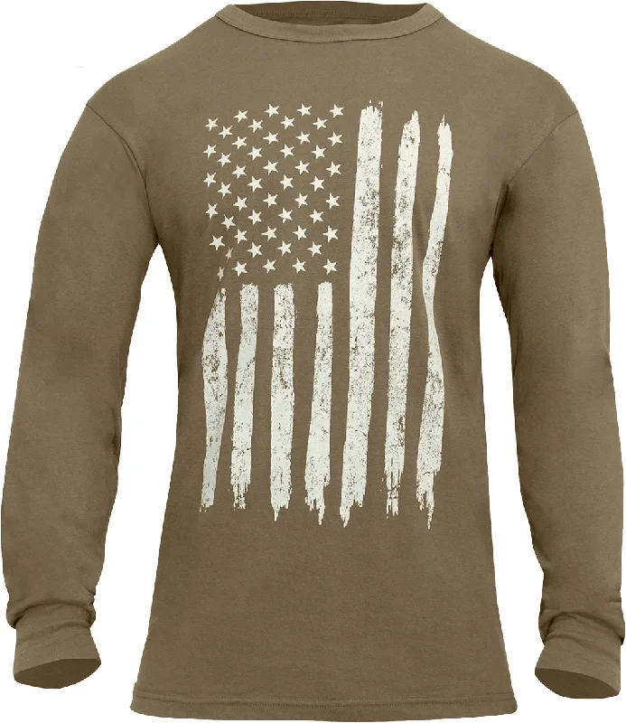 Luxury Customization Coyote Brown - US Flag Long Sleeve T-Shirt