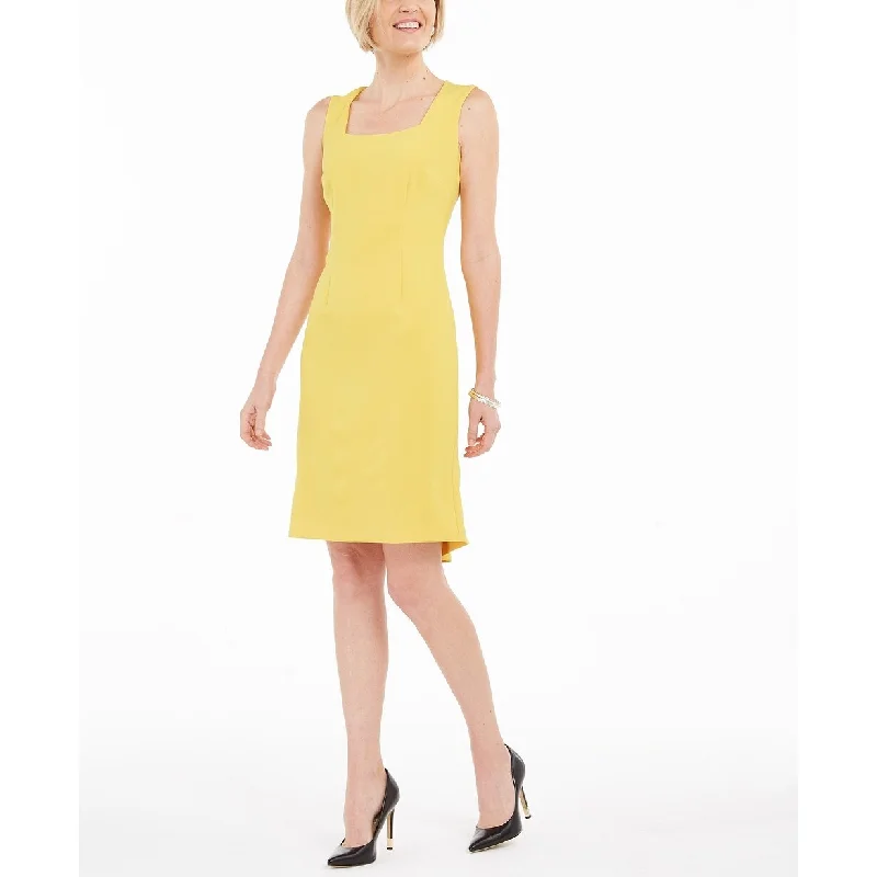Elegant Design Kasper Women's Petite Flounce Sheath Dress Brght Yell Size 8P