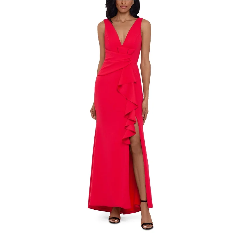 Street Fashion Betsy & Adam Womens Ruffle Gown Dress