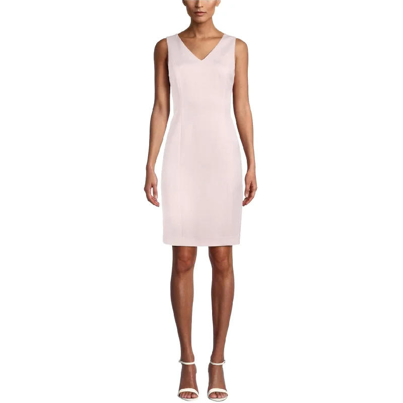 Soft And Comfortable Anne Klein Womens Solid Sheath Dress, Pink, 12