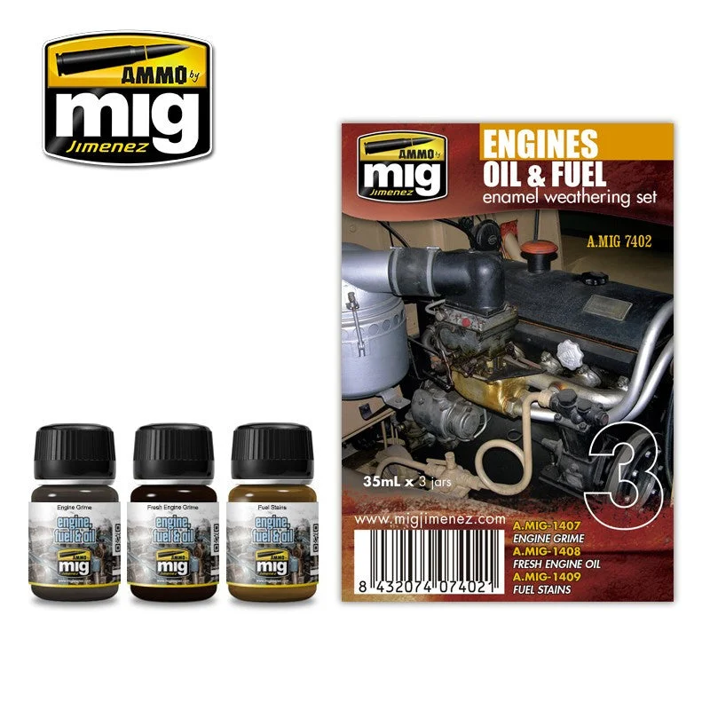 Soft Fashion Ammo by Mig Engines Oil & Fuels Enamel Weathering Set