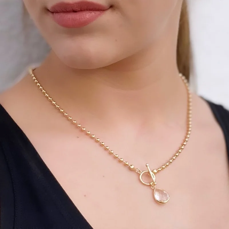 Comfortable Series Teardrop Pendant Toggle Ball Chain Necklace