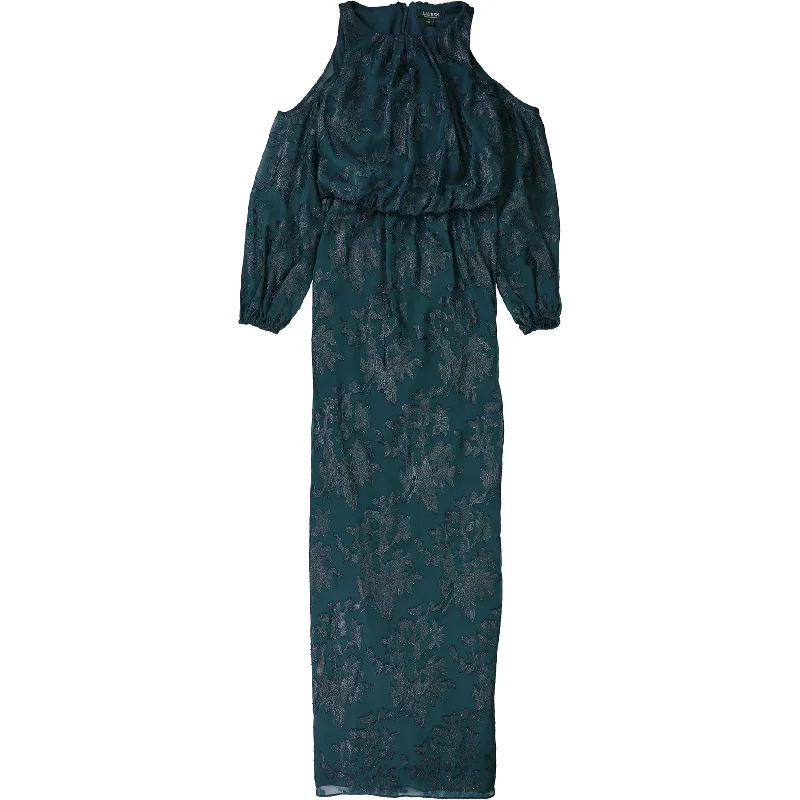 Fresh And Simple Ralph Lauren Womens Cold Shoulder Gown Dress, Green, 4