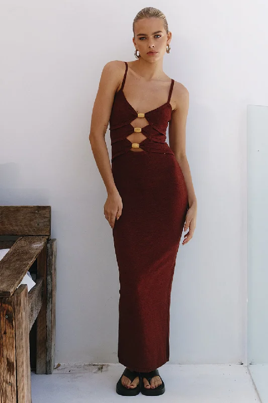Simple Style NORMANI MIDI DRESS - CHOCOLATE