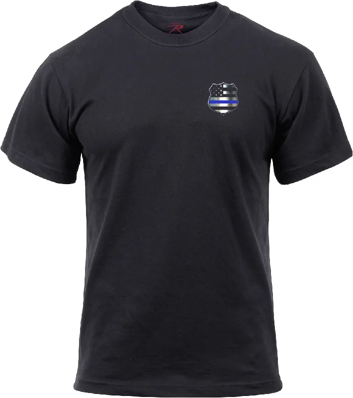 Knowledge And Elegance Black Thin Blue Line Shield T-Shirt