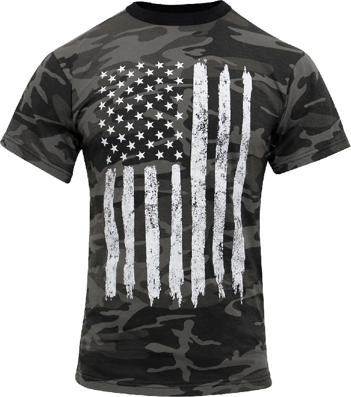 Fashionable and casual Black Camo - US Flag T-Shirt