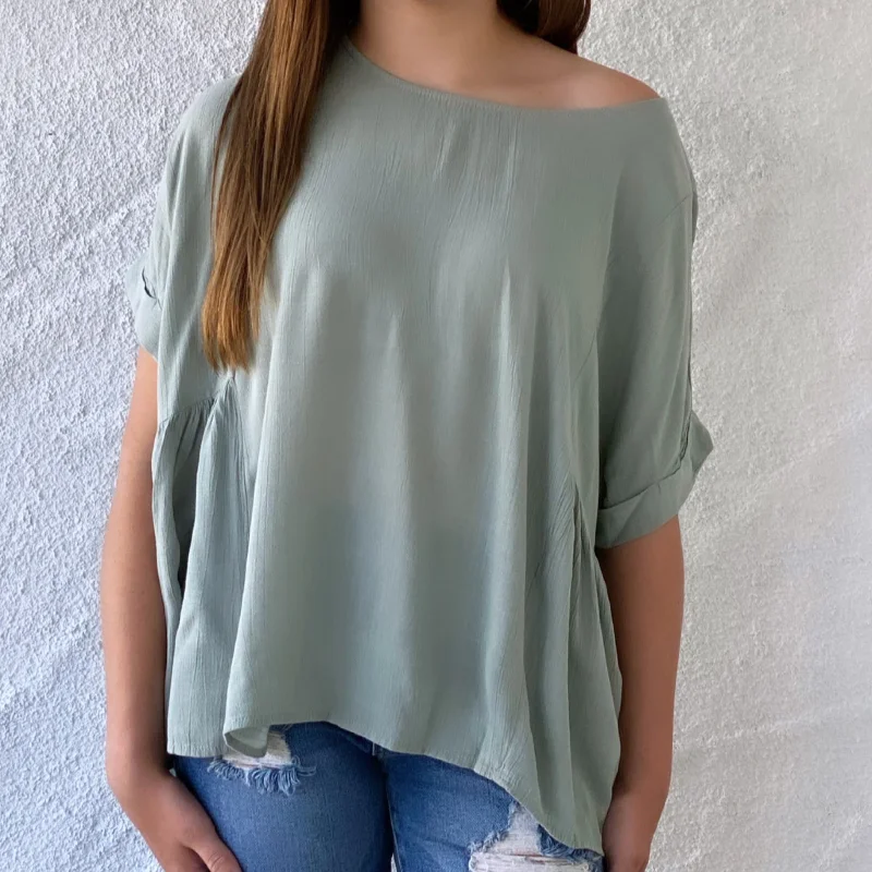 Economic Outlook Willa Woven Top Sage