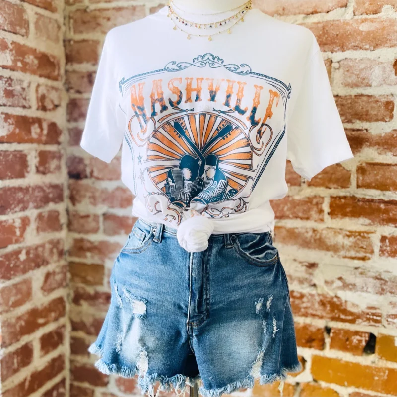 Fashion Innovation Nashville Music City Graphic Tee White