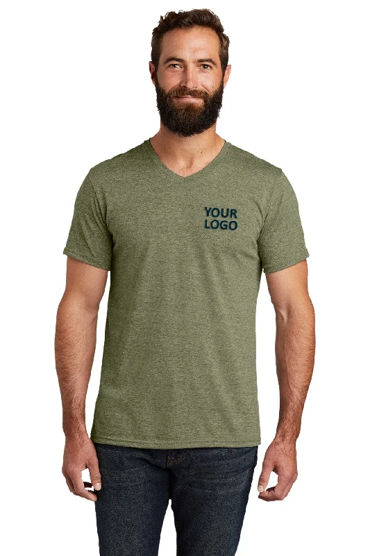 Retro Stripes Allmade Unisex Tri-Blend Custom V-Neck Tee, Olive You Green