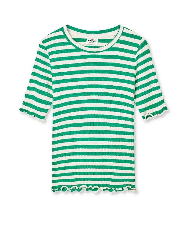 Creative Style 5x5 Classic Stripe Tuviana Tee, Vanilla Ice/Verdant Green