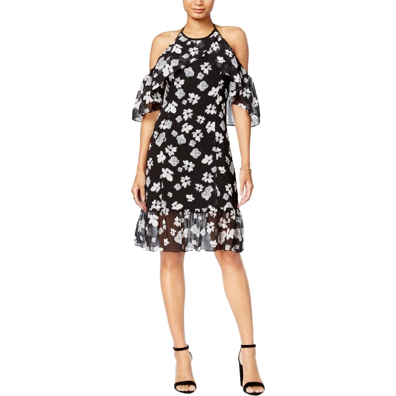 Modern City Kensie Womens Cold Shoulder A-line Dress, Black, Small