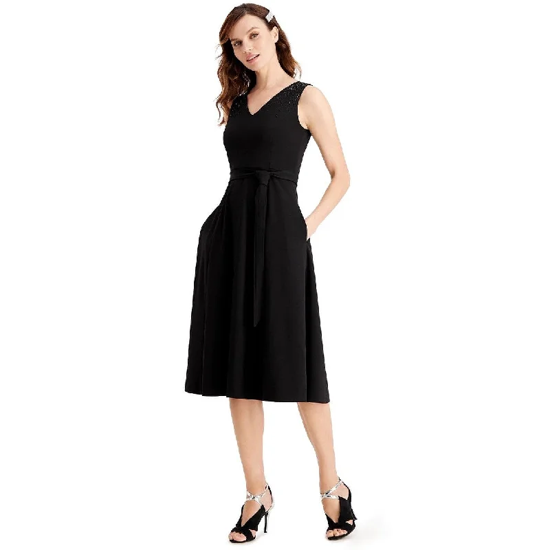 Fashionable Prints Calvin Klein Women's Shoulder Embellished Belted Dress Black Size 8 Fashionable Prints Calvin Klein Women's Shoulder Embellished Belted Dress Black Size 8