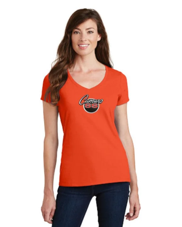 Fashionable and versatile Chevrolet Camaro Script with SS T-shirt LADIES V-NECK T-shirt