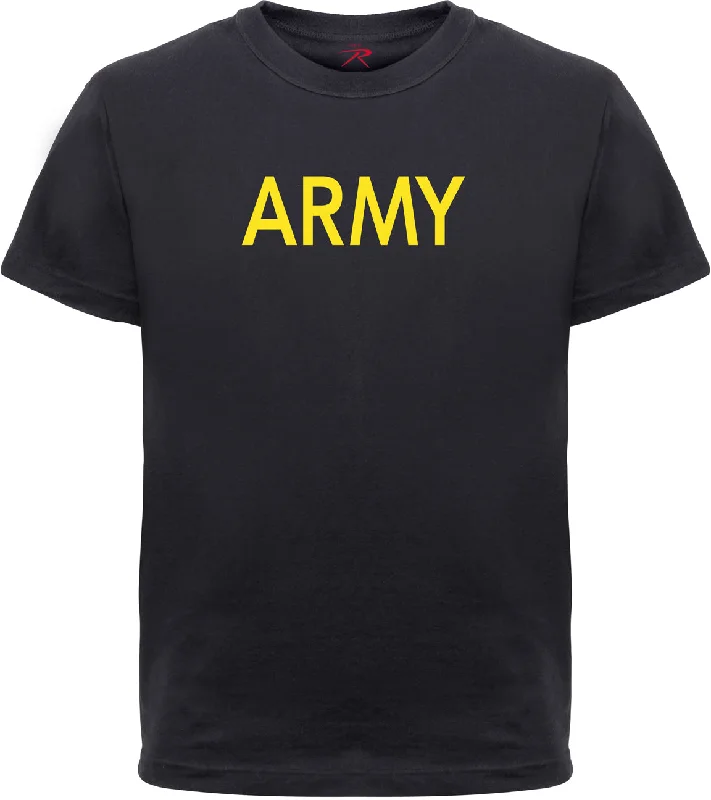 Celebrity Style Black Kids Army Physical Training T-Shirt