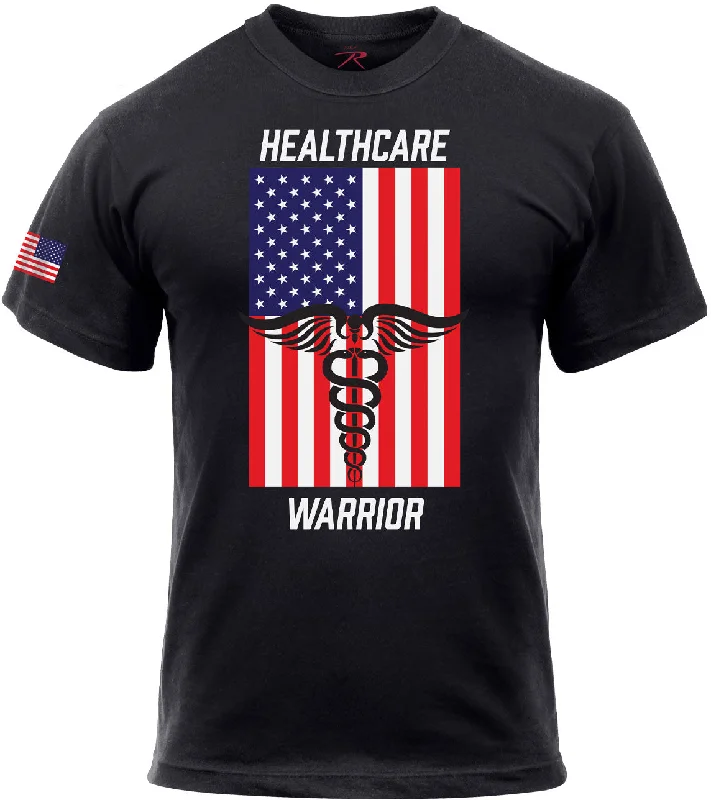 Noble Temperament Black Healthcare Warrior US Flag T-Shirt