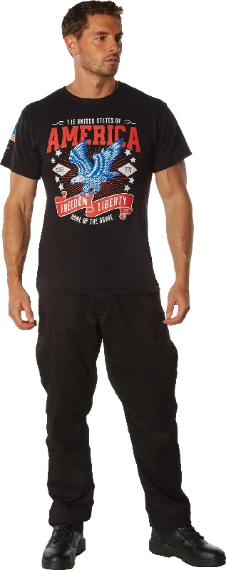 Minimal Style Black Freedom & Liberty Patriotic T-Shirt