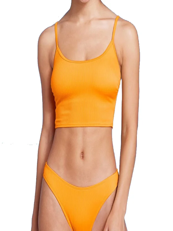 American Style Women's Ribbed Swimwear Top,Orange