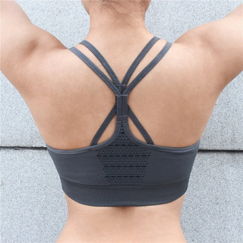 Sports Comfort Style Seamless Hollow Out Fitness Gym Bra Women Double Straps Sport Yoga Bra Quick Dry Plus Size Running Sport Tank Tops With Padded Sports Comfort Style Seamless Hollow Out Fitness Gym Bra Women Double Straps Sport Yoga Bra Quick Dry Plus Size Running Sport Tank Tops With Padded
