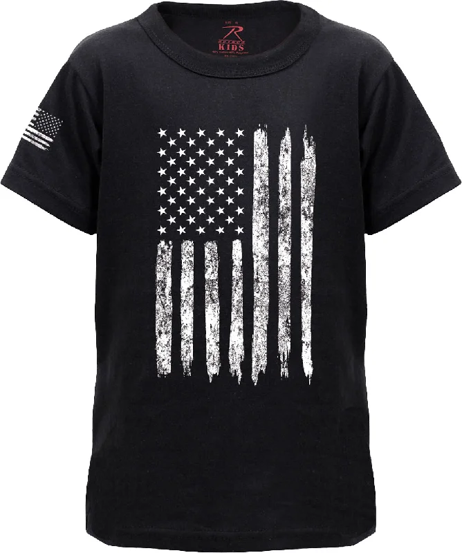 Low-key Luxury Black Kids US Flag T-Shirt