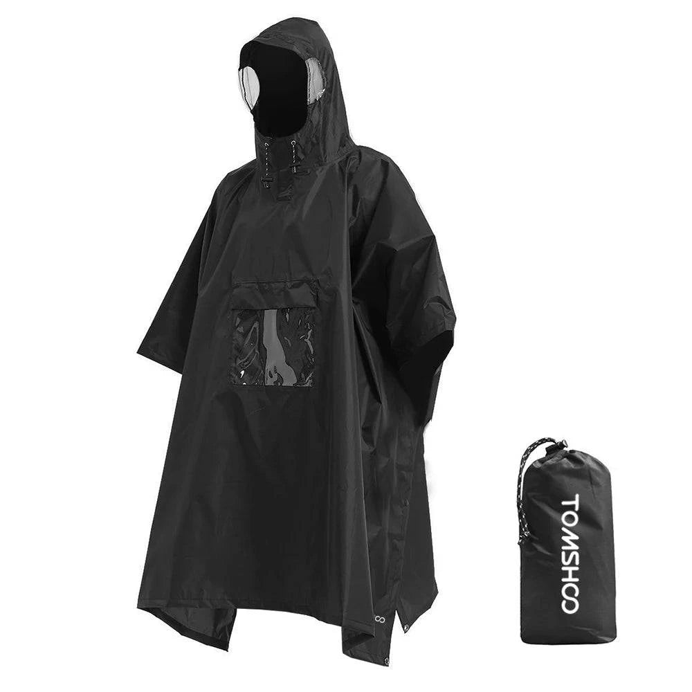Sports Cool TOMSHOO Multifunctional Lightweight Waterproof Hooded Rain Poncho Raincoat for Men Women Outdoor Cycling Mat Canopy Shelter