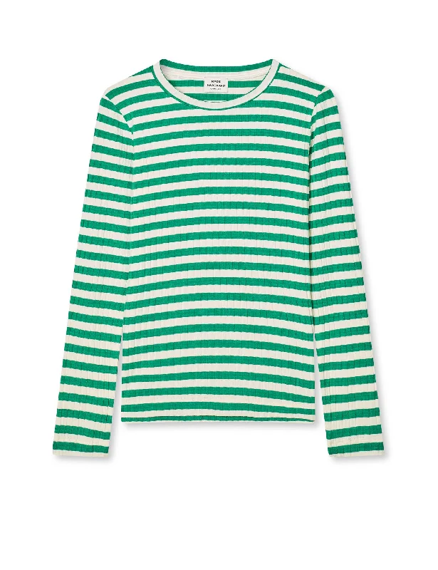 Street Letter Style 5x5 Classic Stripe Talika Top, Vanilla Ice/Verdant Green
