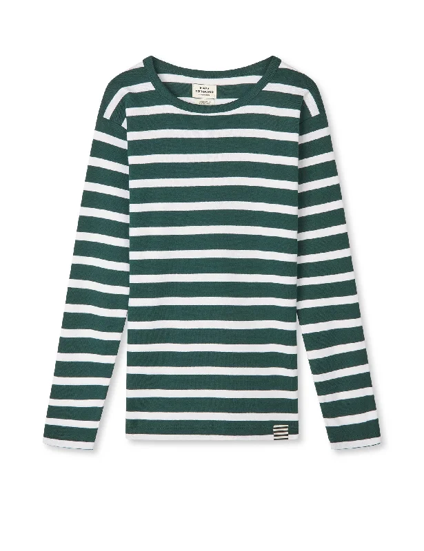 Simple research Trio Rib Tobino Tee LS, Pine Grove/White/Verdant Green