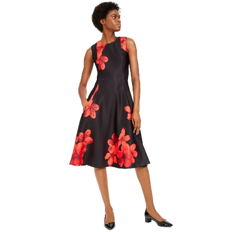 Dressing Tips Calvin Klein Women's Floral-Print Fit & Flare Dress Black Size 6