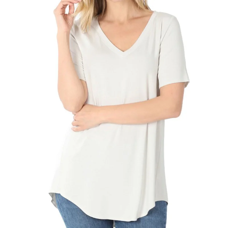Spring Fashion Basic Must Have V Neck Top Bone