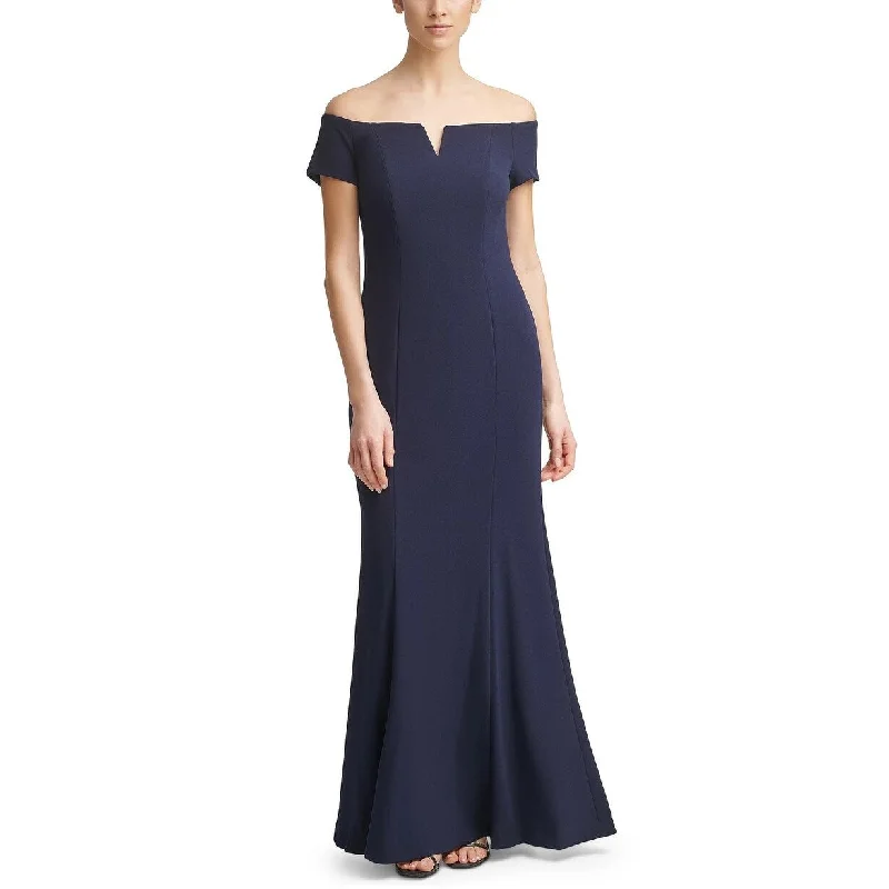 Sports Trend Calvin Klein Women's Notched Off-The-Shoulder Gown Blue Size 2