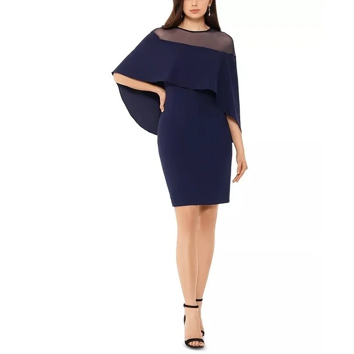 Trendy Items Betsy & Adam Women's Scuba Crepe Overlay Dress Navy Size 8