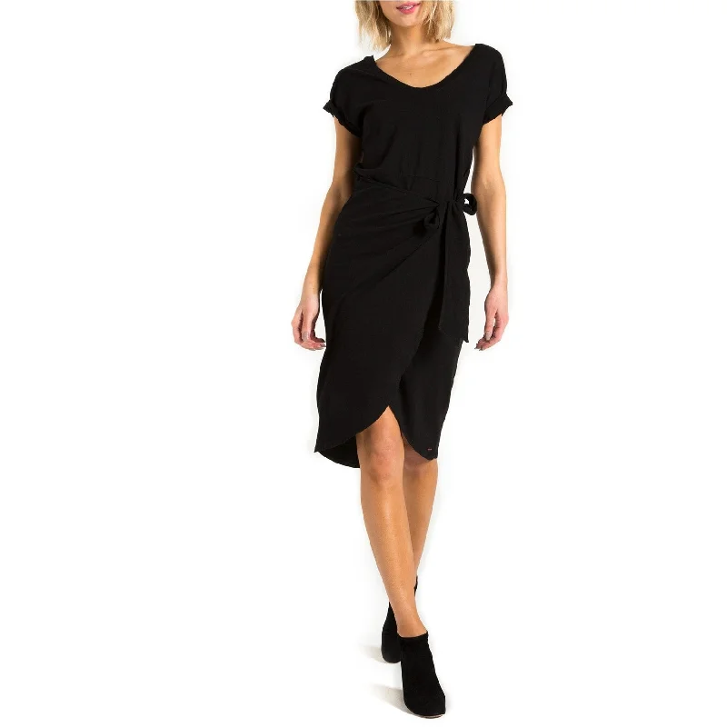 Mid-length Style n:philanthropy Womens Pearson Wrap-Front Wrap Dress, Black, X-Small