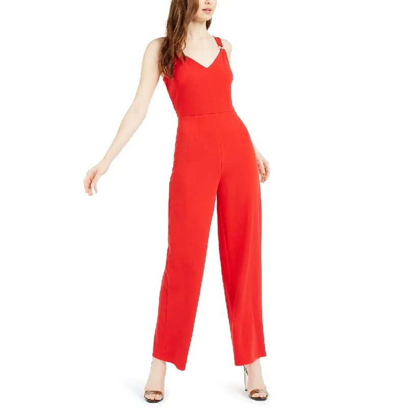 Embroidery Design Bar III Women's O-Ring Jumpsuit Dark Red Size 4