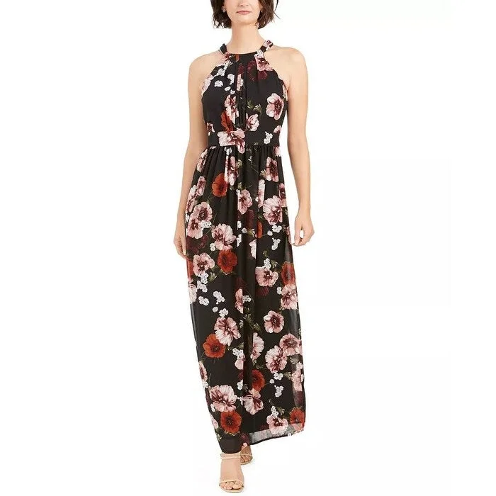 Practical Style INC International Concepts Women's Floral-Print Halter Maxi Dress Black Size 10 Practical Style INC International Concepts Women's Floral-Print Halter Maxi Dress Black Size 10
