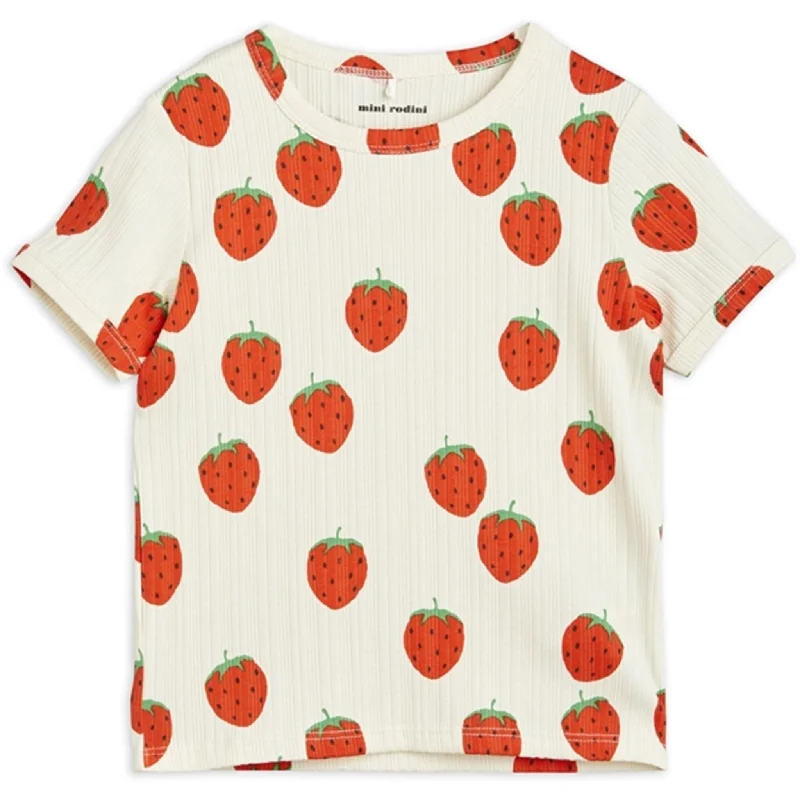 Advanced Customization Mini Rodini Strawberries Aop T-shirt Offwhite