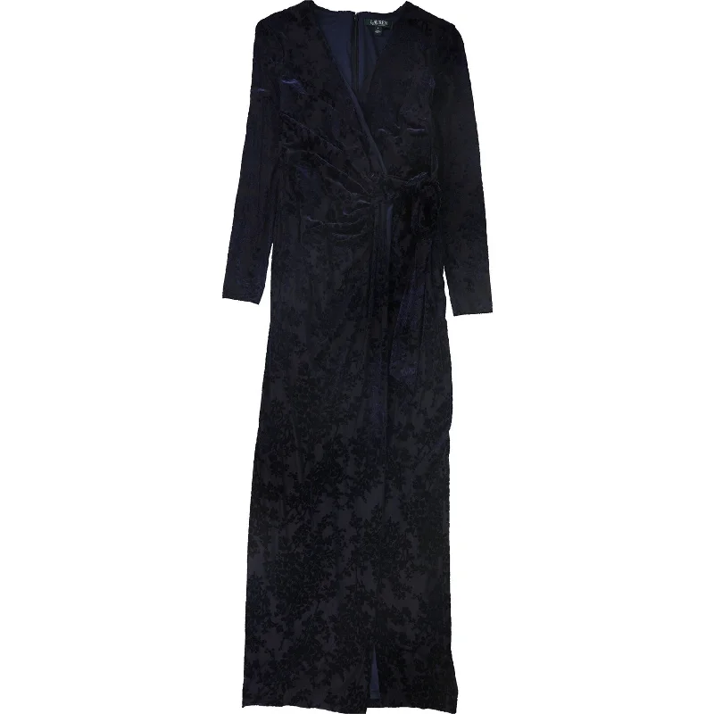 Printed Patterns Ralph Lauren Womens Claramae Maxi Dress, Blue, 2