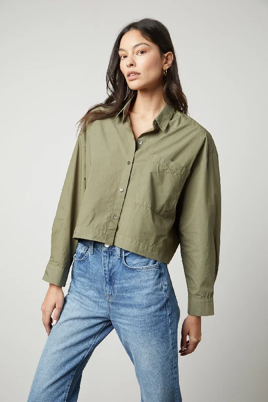 Fashionable And Versatile LUCILLE CROPPED BUTTON-UP SHIRT