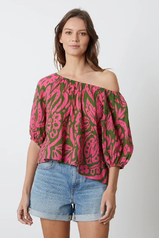 Sports litigation style CANDICE PRINTED COTTON GAUZE TOP