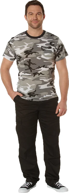 High Street Style City Camo Cotton / Polyester Pocket T-Shirt