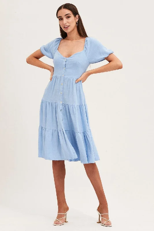 Summer Selection Blue Midi Dress Sweetheart