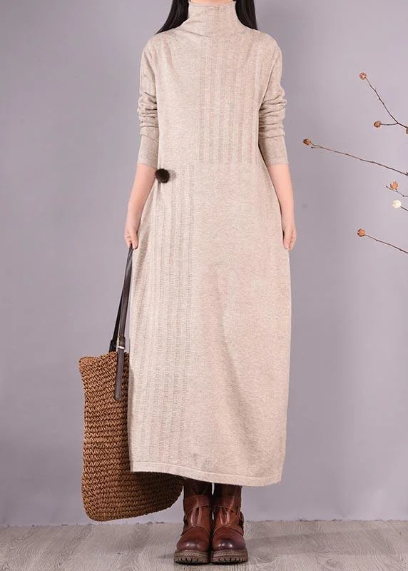 Trendy And Casual Bohemian High Neck Spring Dresses Wardrobes Beige Vestidos De Lino Dress Trendy And Casual Bohemian High Neck Spring Dresses Wardrobes Beige Vestidos De Lino Dress