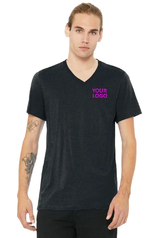 Soft Looks Bella Canvas Unisex Heather  V-Neck, Dark Grey