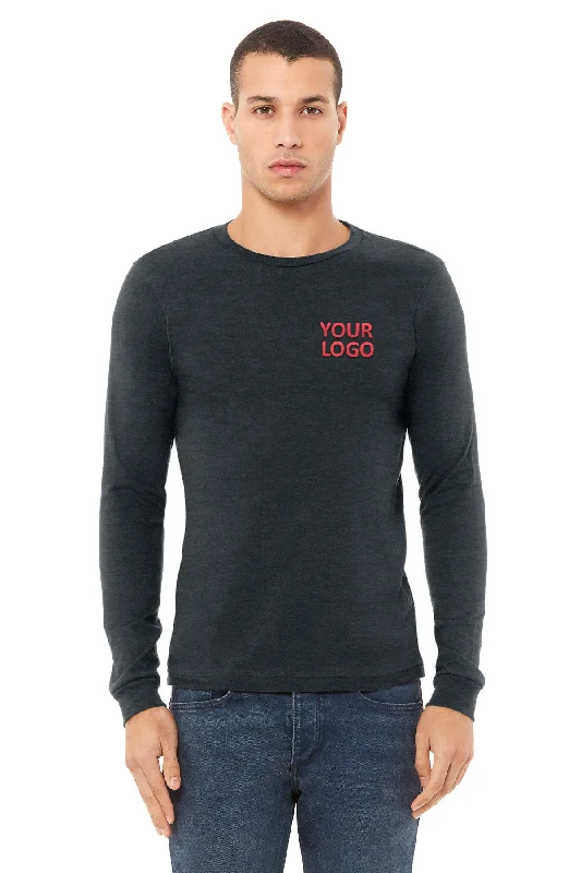Cool Style Bella Canvas Unisex Heather Long Sleeve T-Shirt, Dark Grey